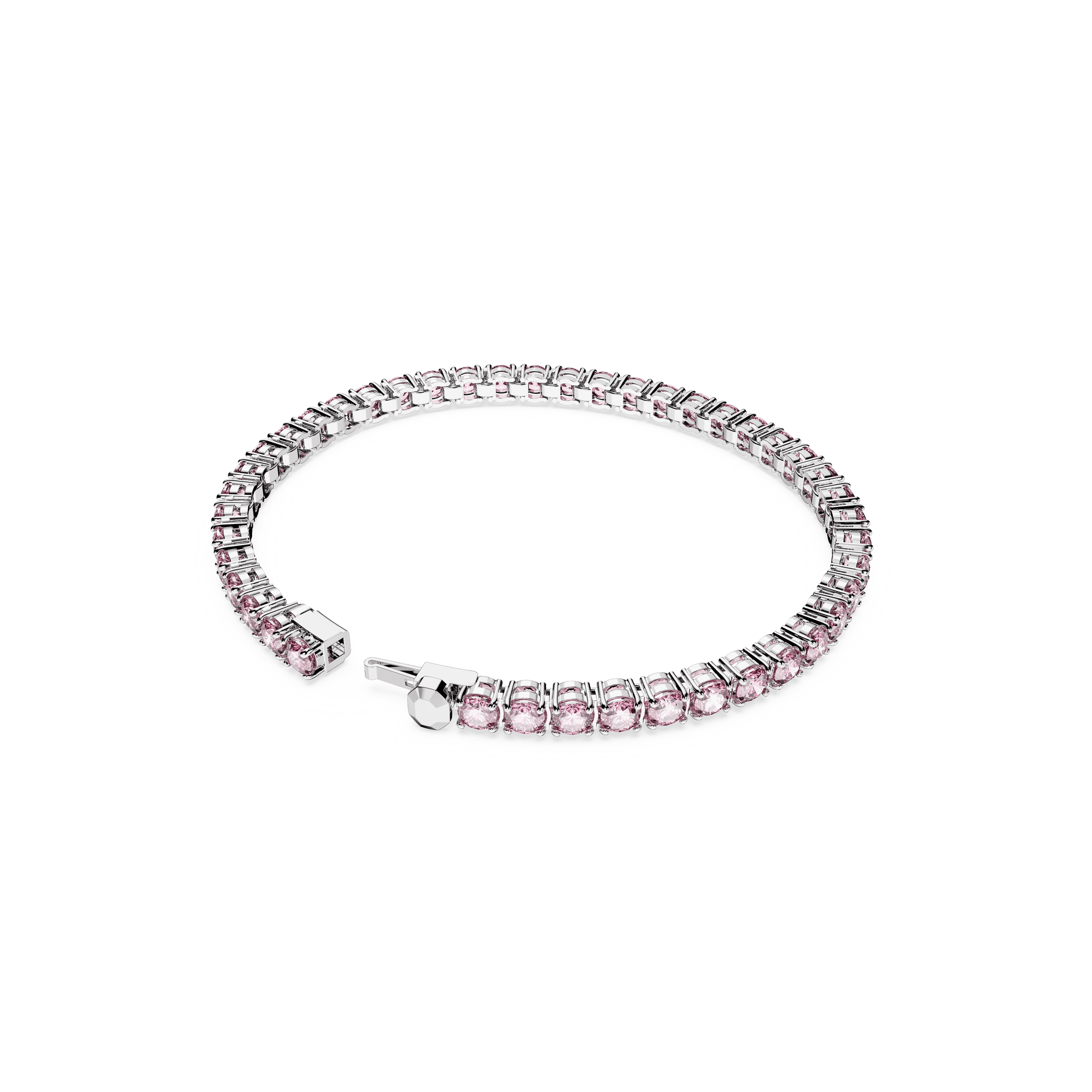 Matrix Tennis bracelet, Round cut, Pink, Rhodium plated 5648932