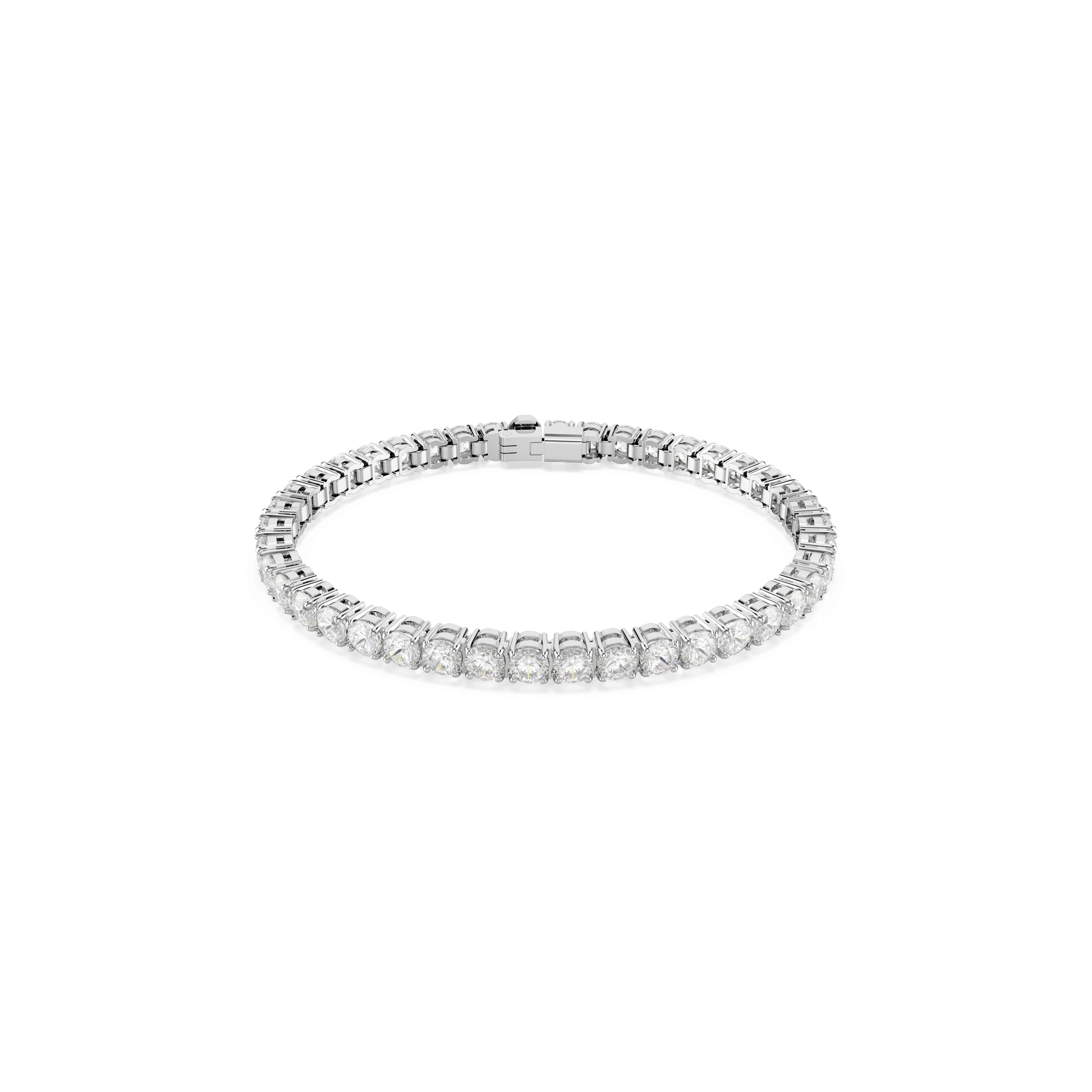 Matrix Tennis bracelet, Round cut, White, Rhodium plated 5648936