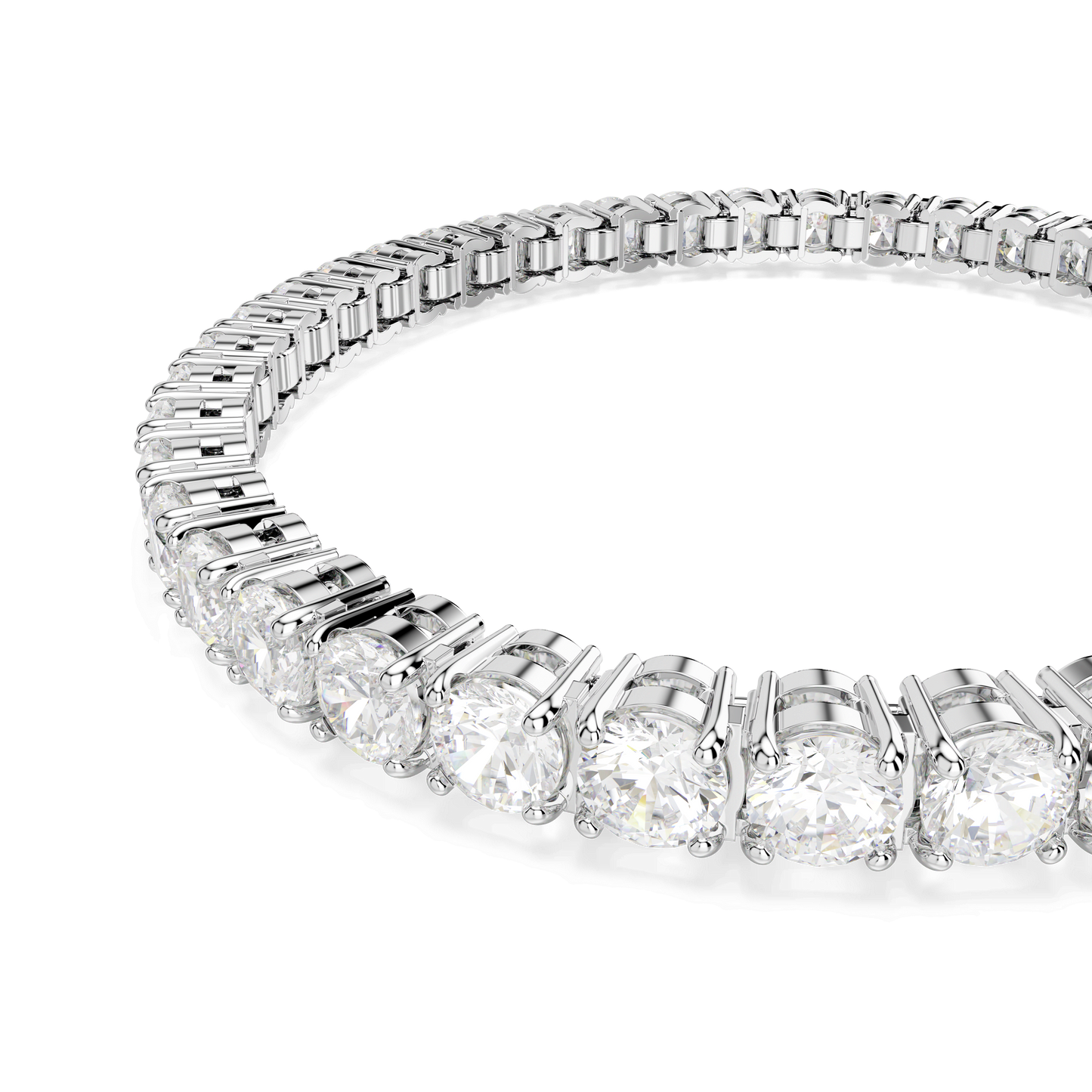 Matrix Tennis bracelet, Round cut, White, Rhodium plated 5648936