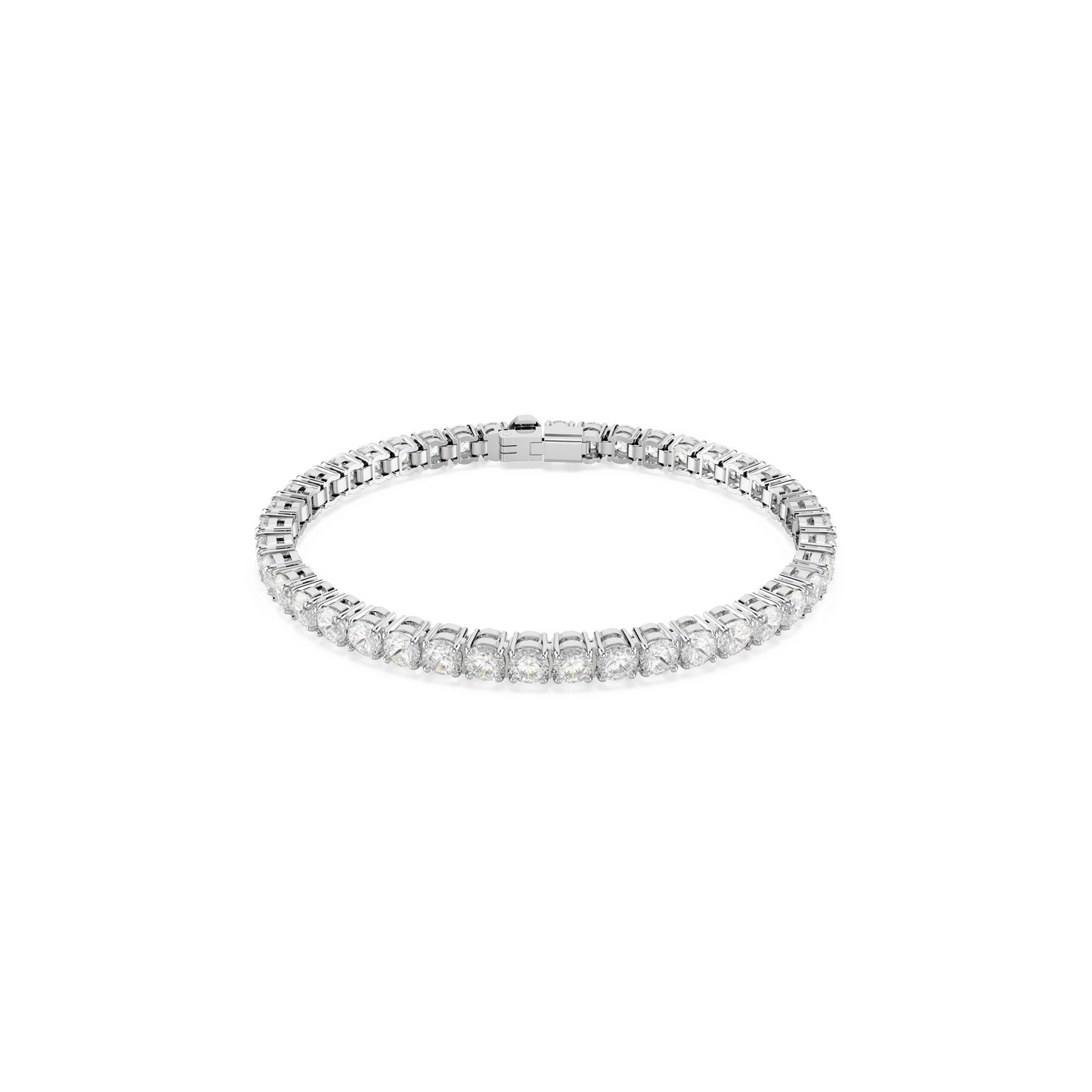 Matrix Tennis bracelet, Round cut, White, Rhodium plated 5648938