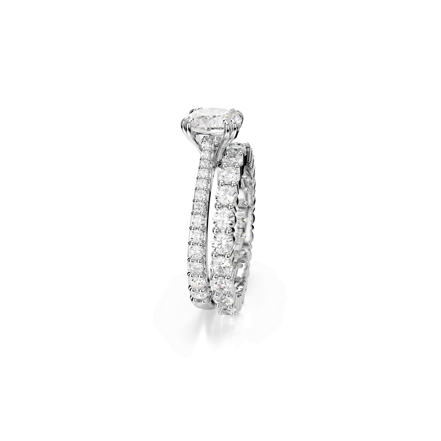 Stilla ring, Set (2), Round cut, White, Rhodium plated 5649214