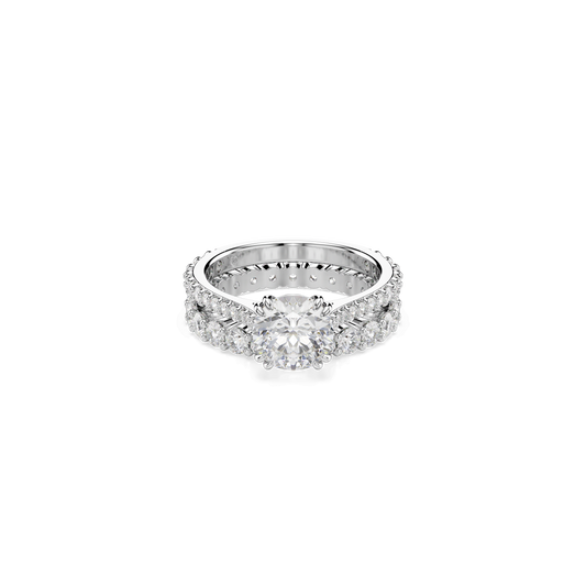 Stilla ring, Set (2), Round cut, White, Rhodium plated 5649215