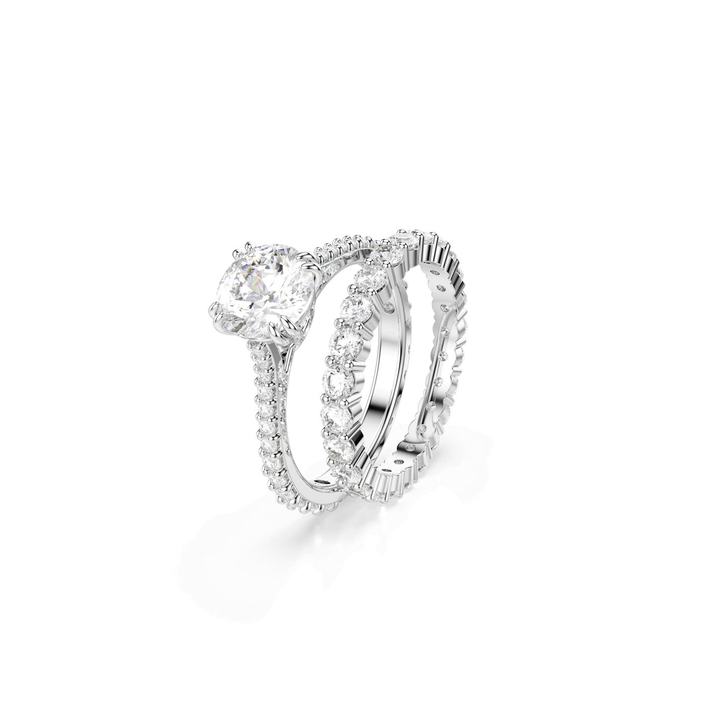 Stilla ring, Set (2), Round cut, White, Rhodium plated 5649215