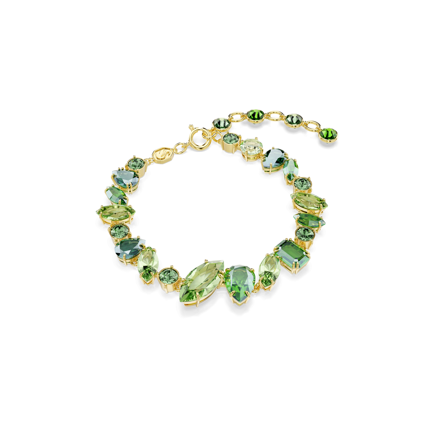 Gema bracelet, Mixed cuts, Green, Gold-tone plated 5652822