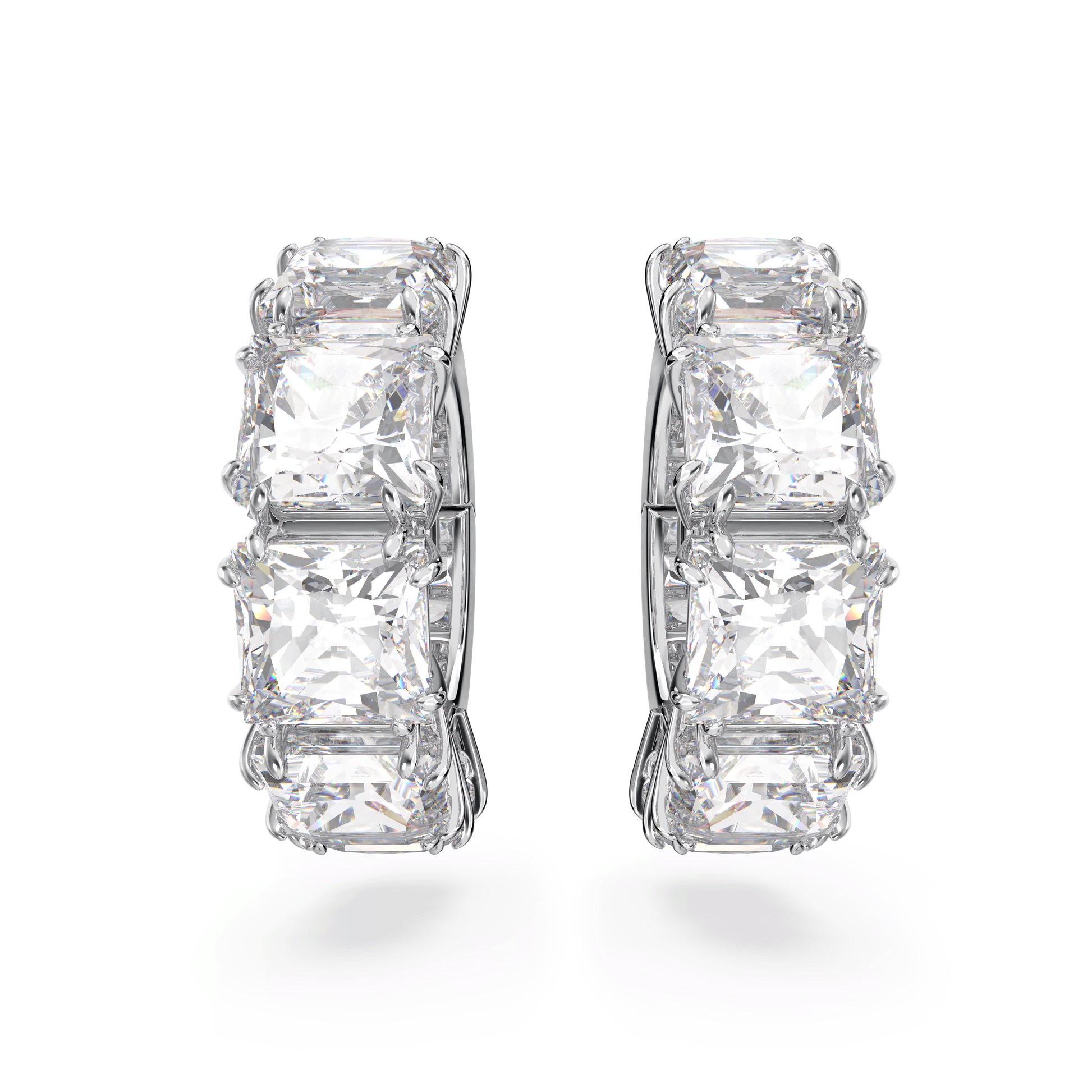 Matrix clip earrings, Square cut, White, Rhodium plated 5654557