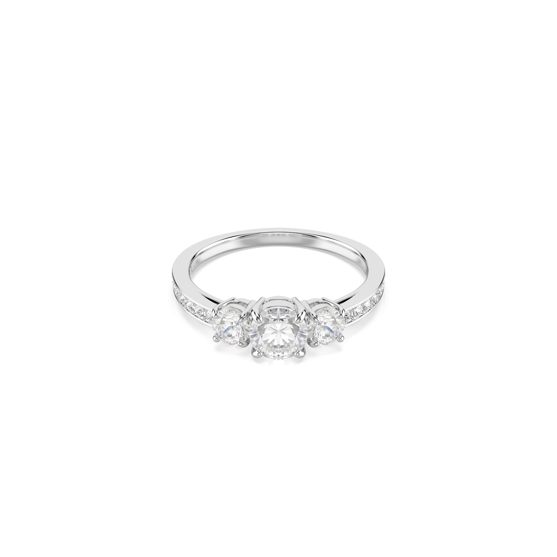 Stilla Attract ring, Round cut, White, Silver-tone finish 5655713