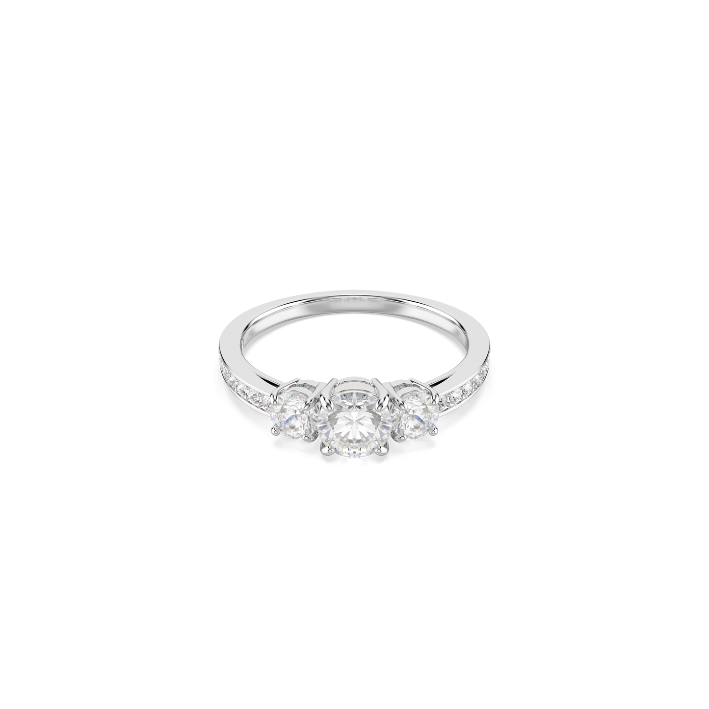 Stilla Attract ring, Round cut, White, Silver-tone finish 5656291