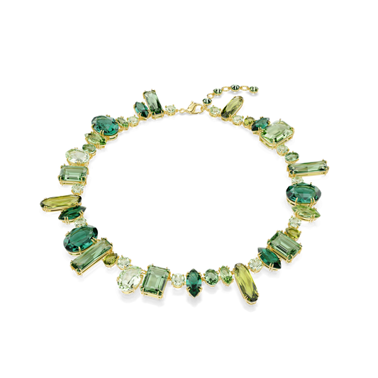 Gema necklace, Mixed cuts, Green, Gold-tone plated 5657388