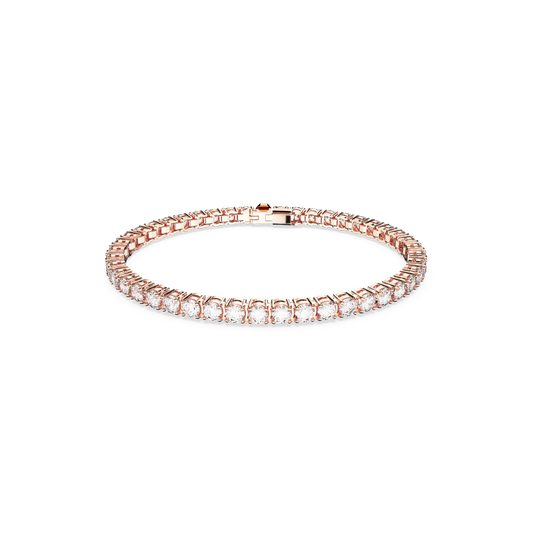 Matrix Tennis bracelet, Round cut, White, Rose gold-tone plated 5657657