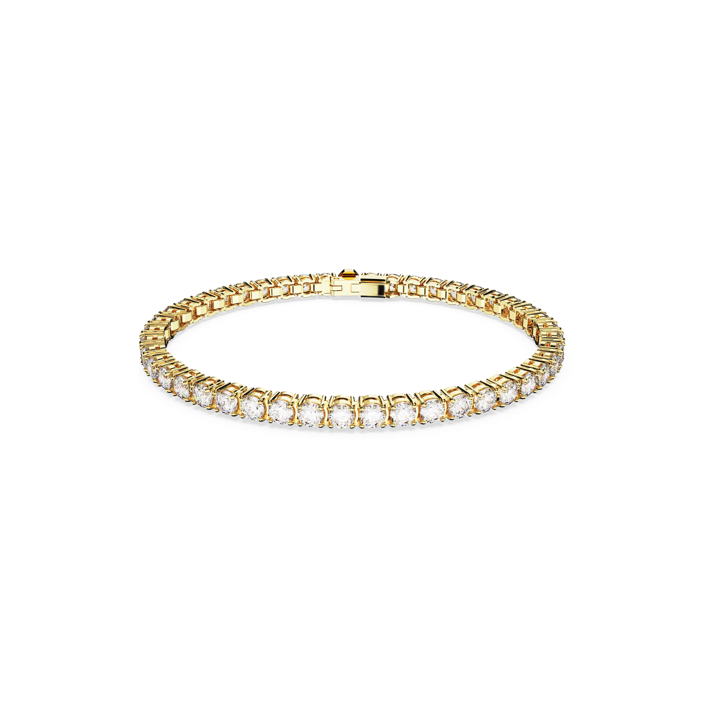 Matrix Tennis bracelet, Round cut, White, Gold-tone plated 5657664