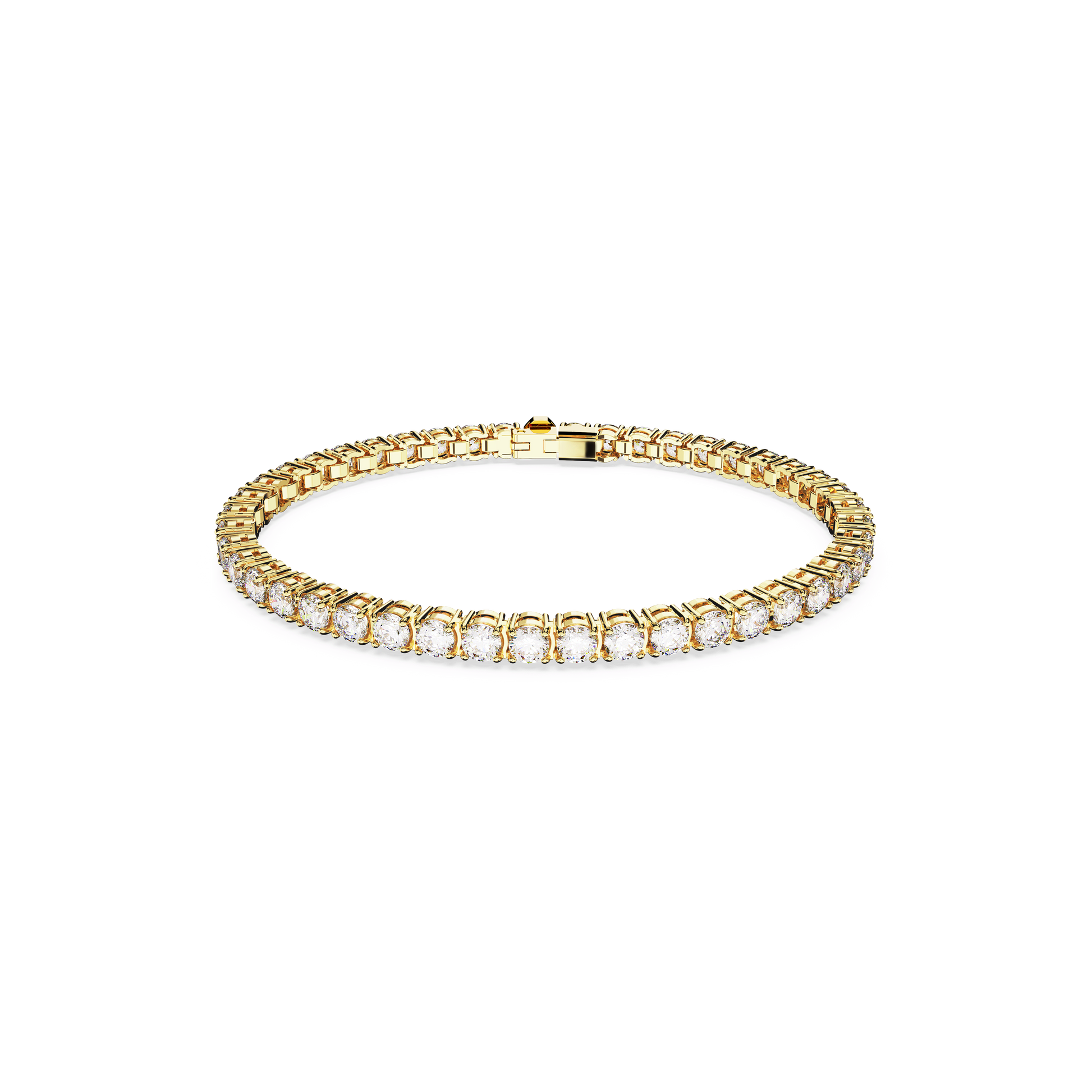Matrix Tennis bracelet, Round cut, White, Gold-tone plated 5657664