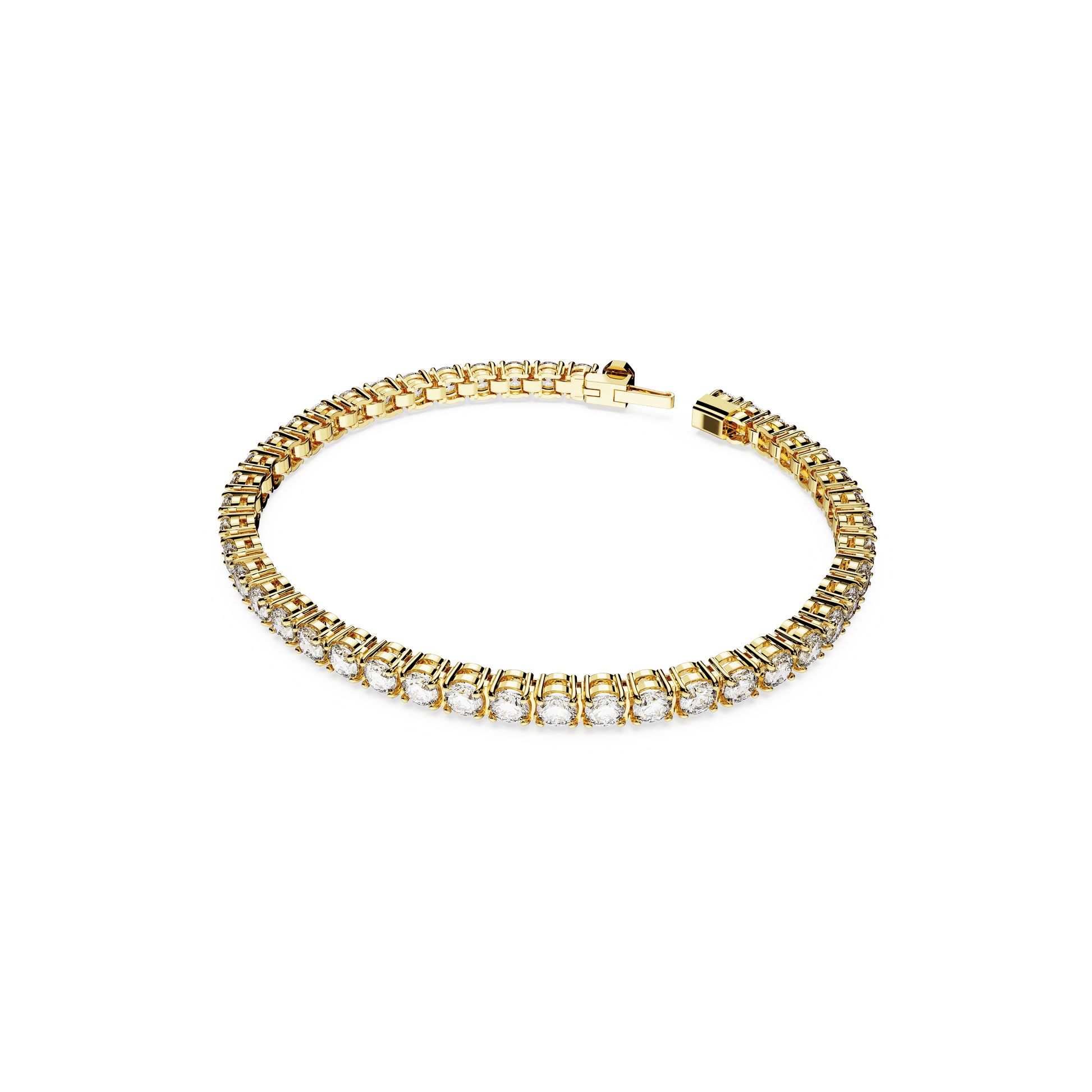 Matrix Tennis bracelet, Round cut, White, Gold-tone plated 5657664