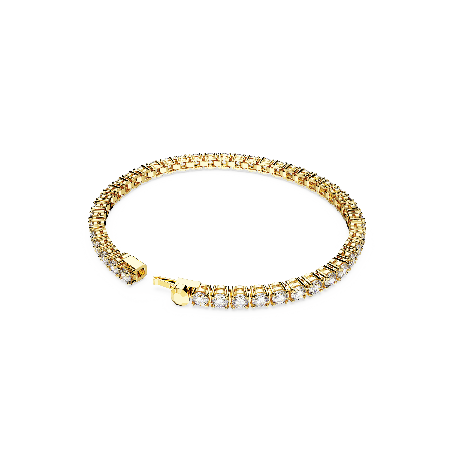 Matrix Tennis bracelet, Round cut, White, Gold-tone plated 5657664