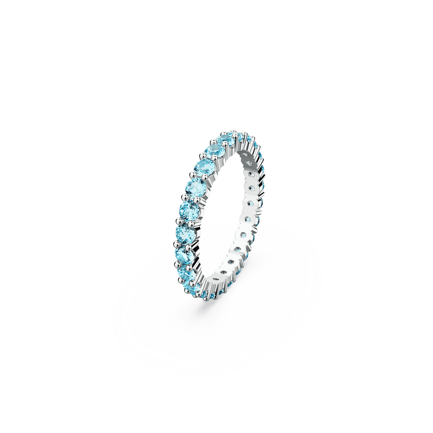 Matrix ring, Round cut, Blue, Rhodium plated 5658668