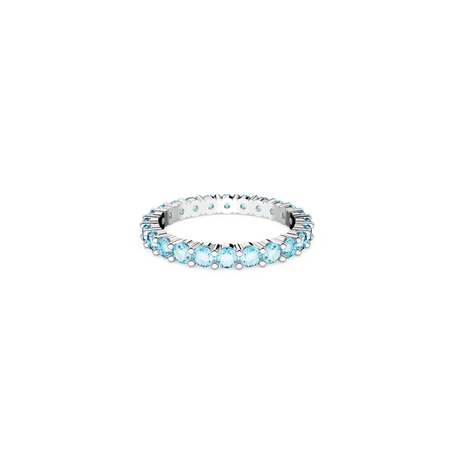 Matrix ring, Round cut, Blue, Rhodium plated 5658669