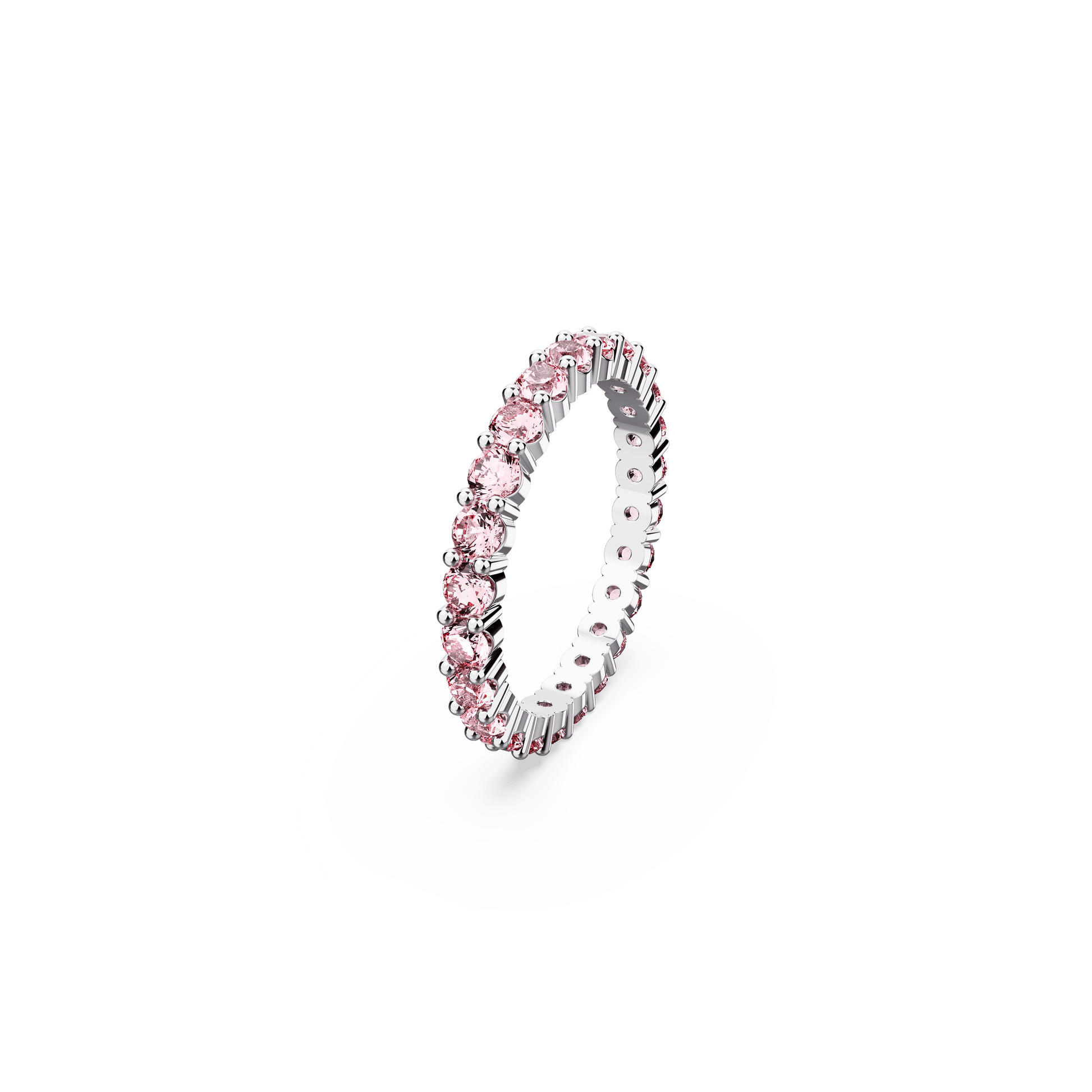 Matrix ring, Round cut, Pink, Rhodium plated 5658855