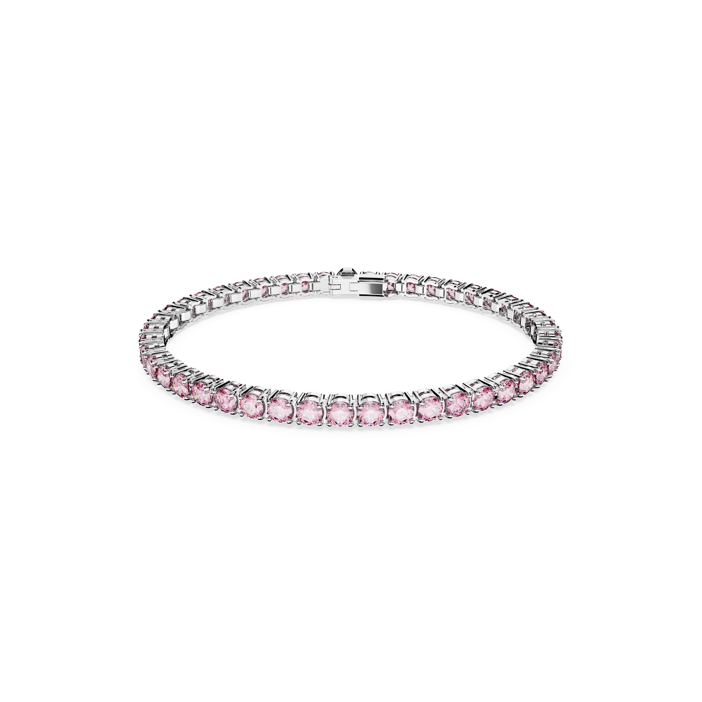 Matrix Tennis bracelet, Round cut, Pink, Rhodium plated 5660913