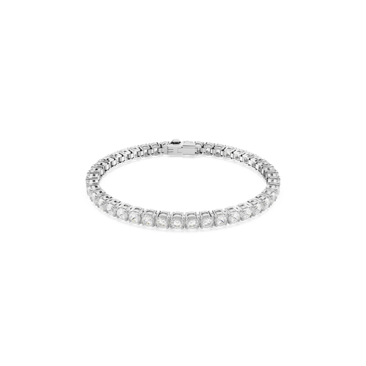 Matrix Tennis bracelet, Round cut, White, Rhodium plated 5660917
