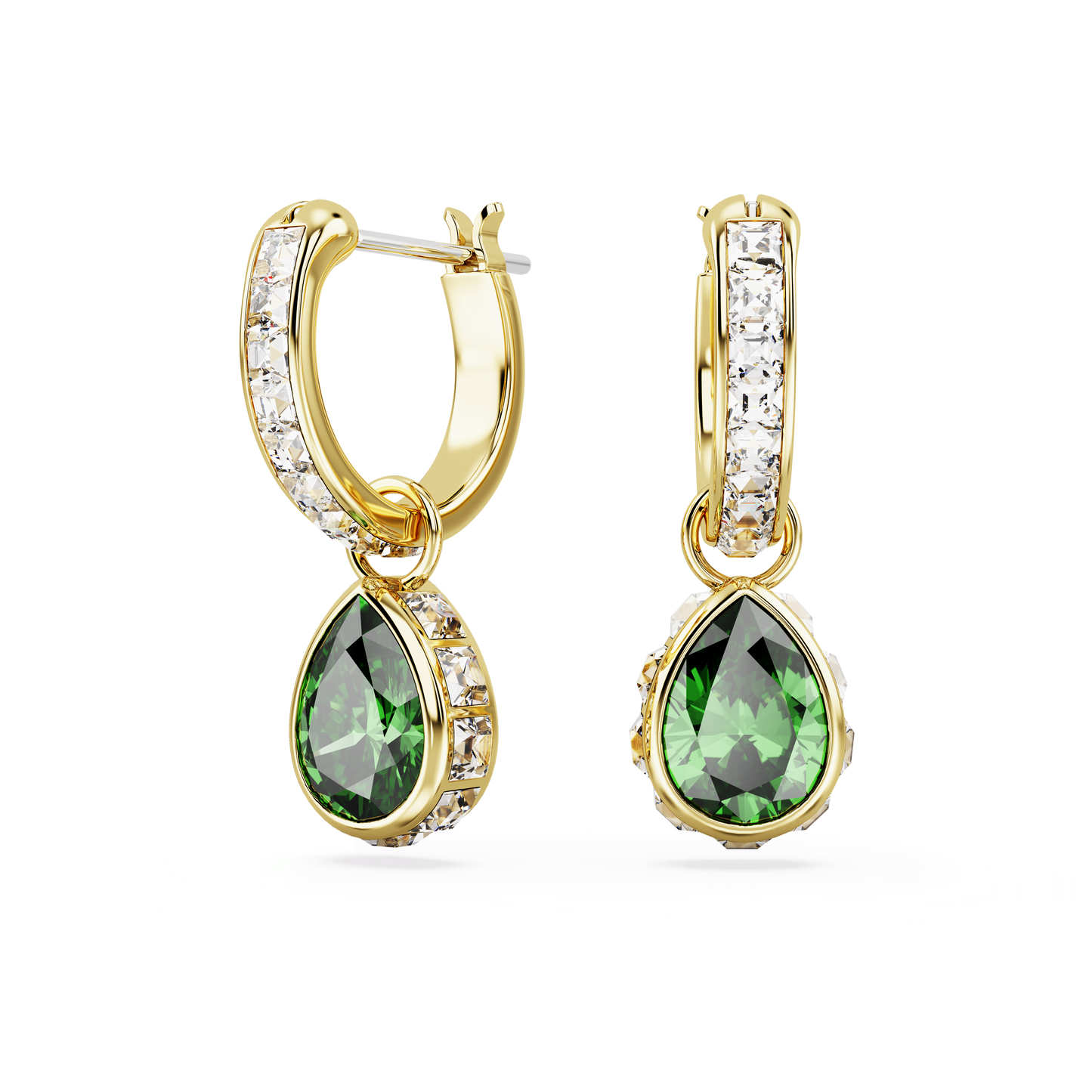 Chroma drop earrings, Pear cut, Green, Gold-tone plated 5662922