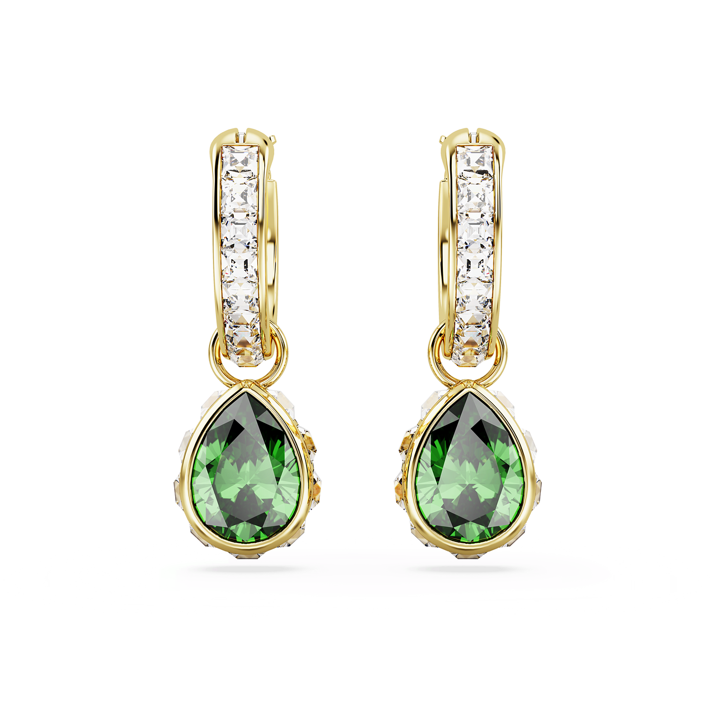 Chroma drop earrings, Pear cut, Green, Gold-tone plated 5662922