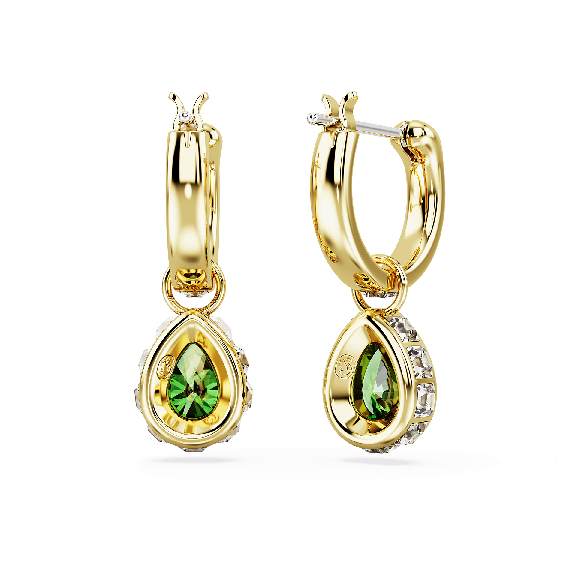 Chroma drop earrings, Pear cut, Green, Gold-tone plated 5662922