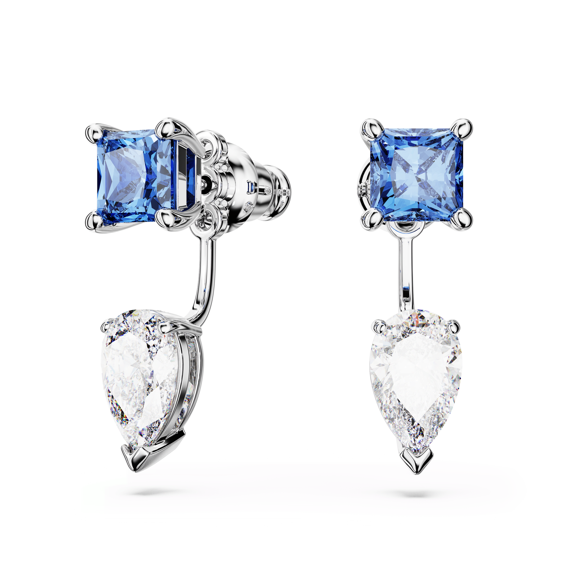 Mesmera earring jackets, Mixed cuts, Detachable, Blue, Rhodium plated 5665767