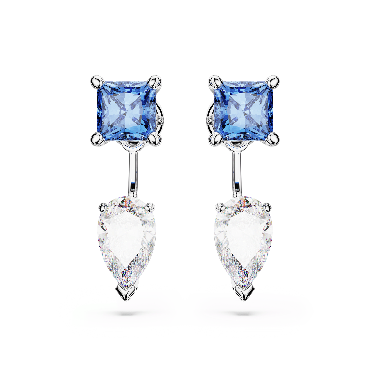 Mesmera earring jackets, Mixed cuts, Detachable, Blue, Rhodium plated 5665767