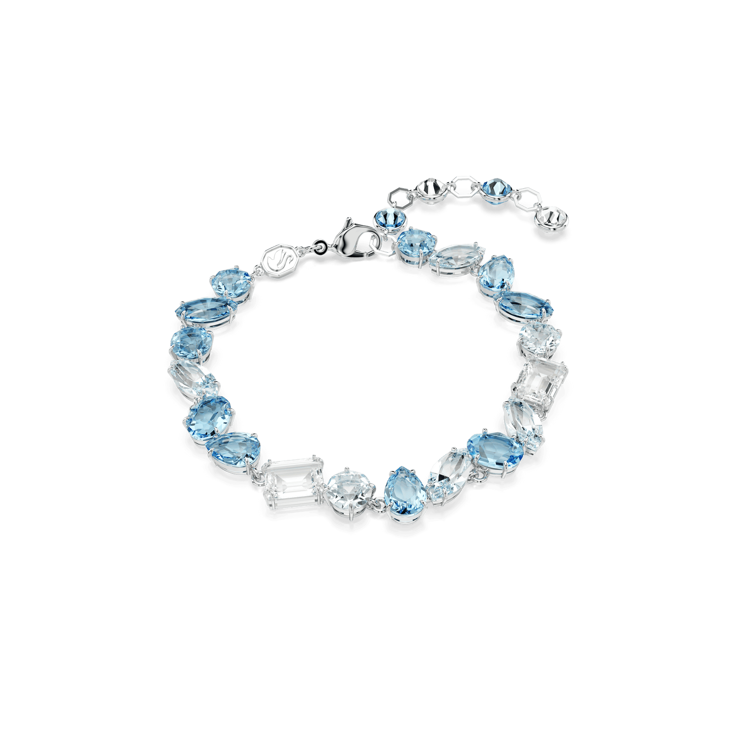 Gema bracelet, Mixed cuts, Blue, Rhodium plated 5666018