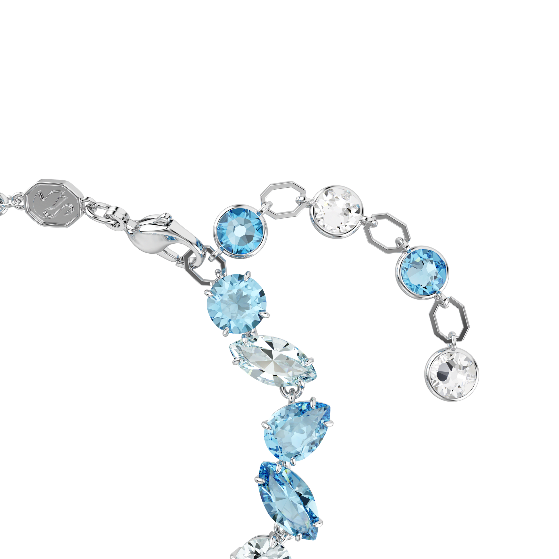 Gema bracelet, Mixed cuts, Blue, Rhodium plated 5666018