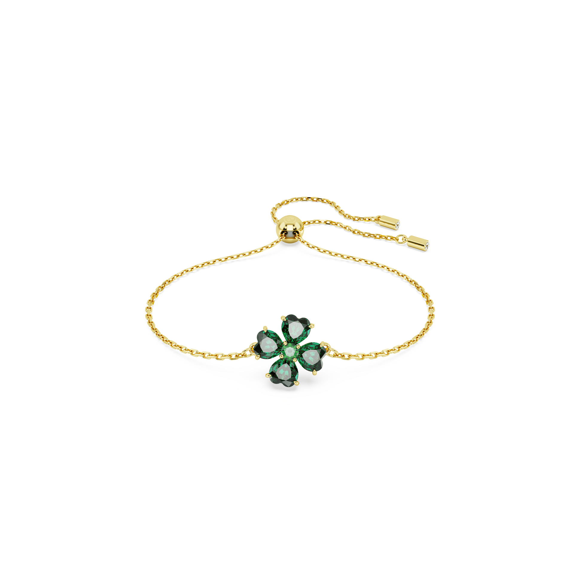 Idyllia bracelet, Mixed cuts, Clover, Green, Gold-tone plated 5666585