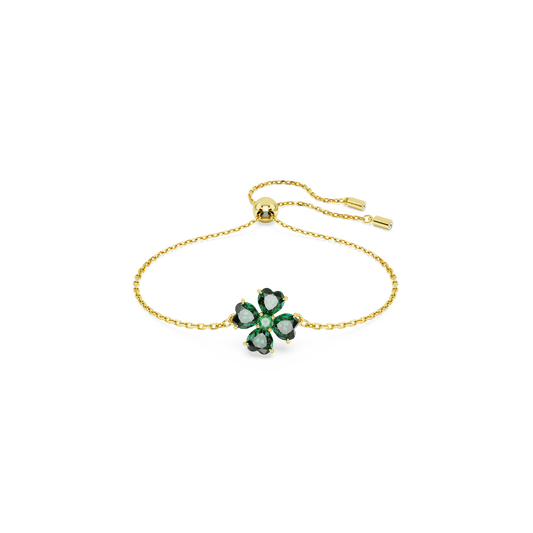 Idyllia bracelet, Mixed cuts, Clover, Green, Gold-tone plated 5666585