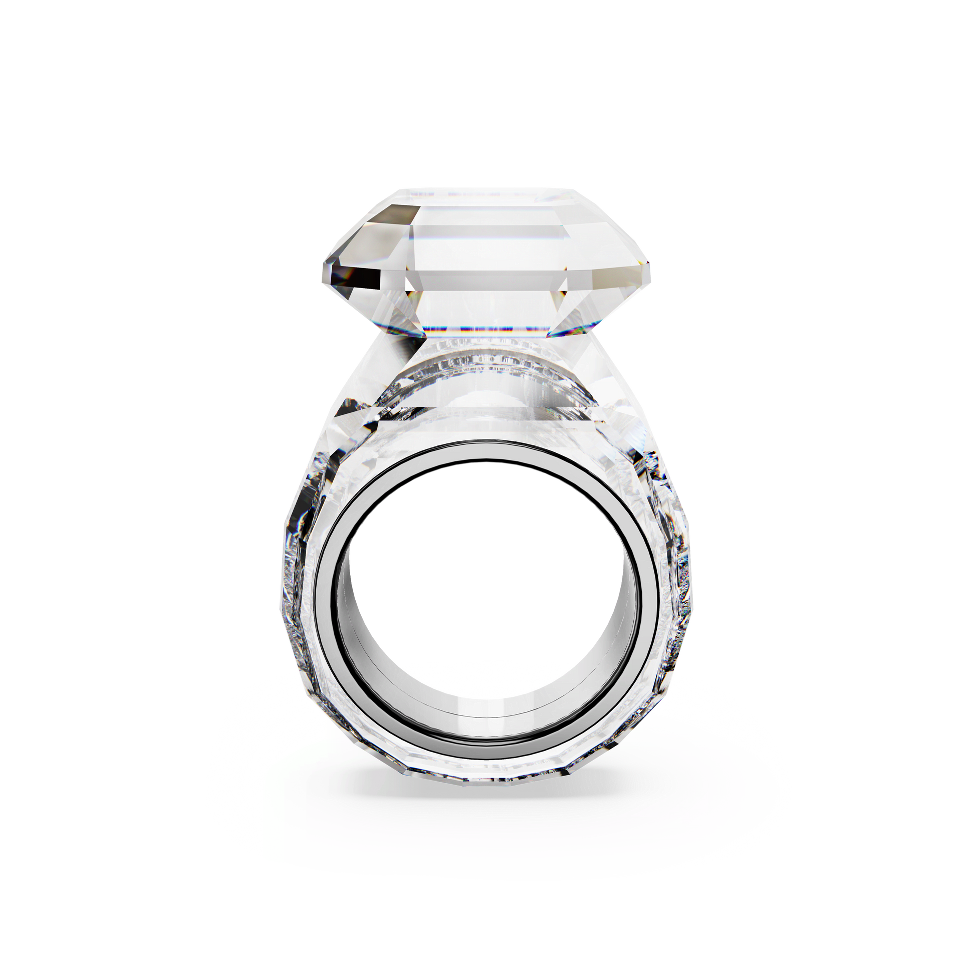 Lucent cocktail ring, Octagon cut, White 5666588