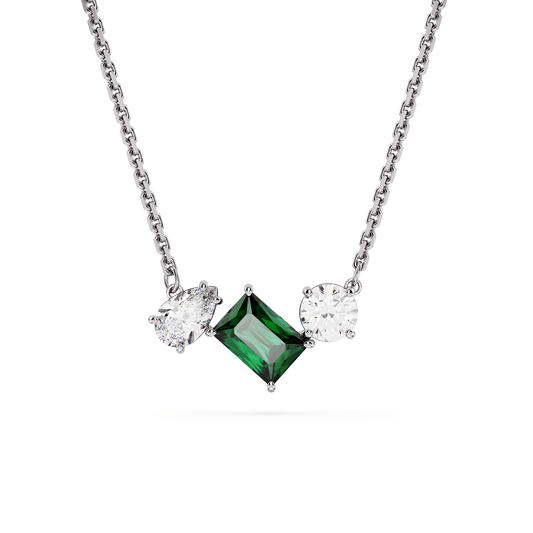 Mesmera pendant, Mixed cuts, Green, Rhodium plated 5668278