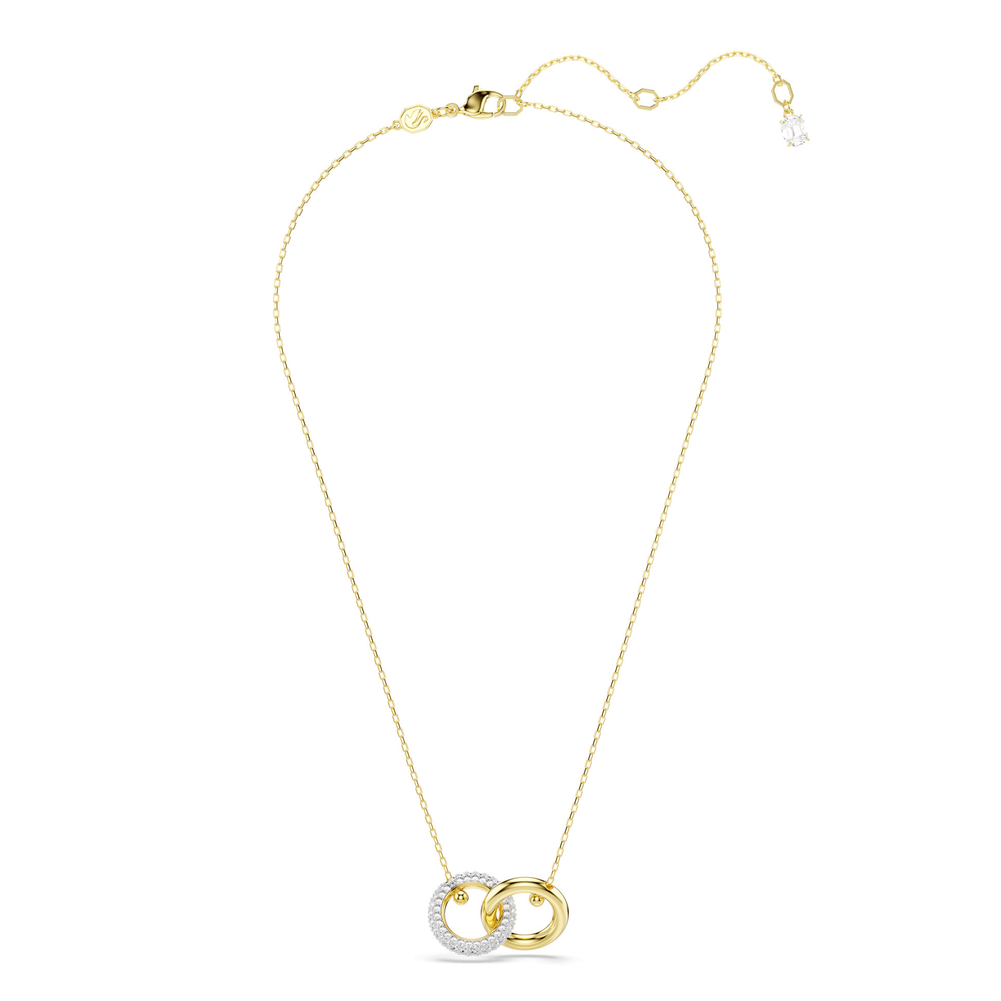 Dextera pendant, Interlocking loop, White, Gold-tone plated 5668820
