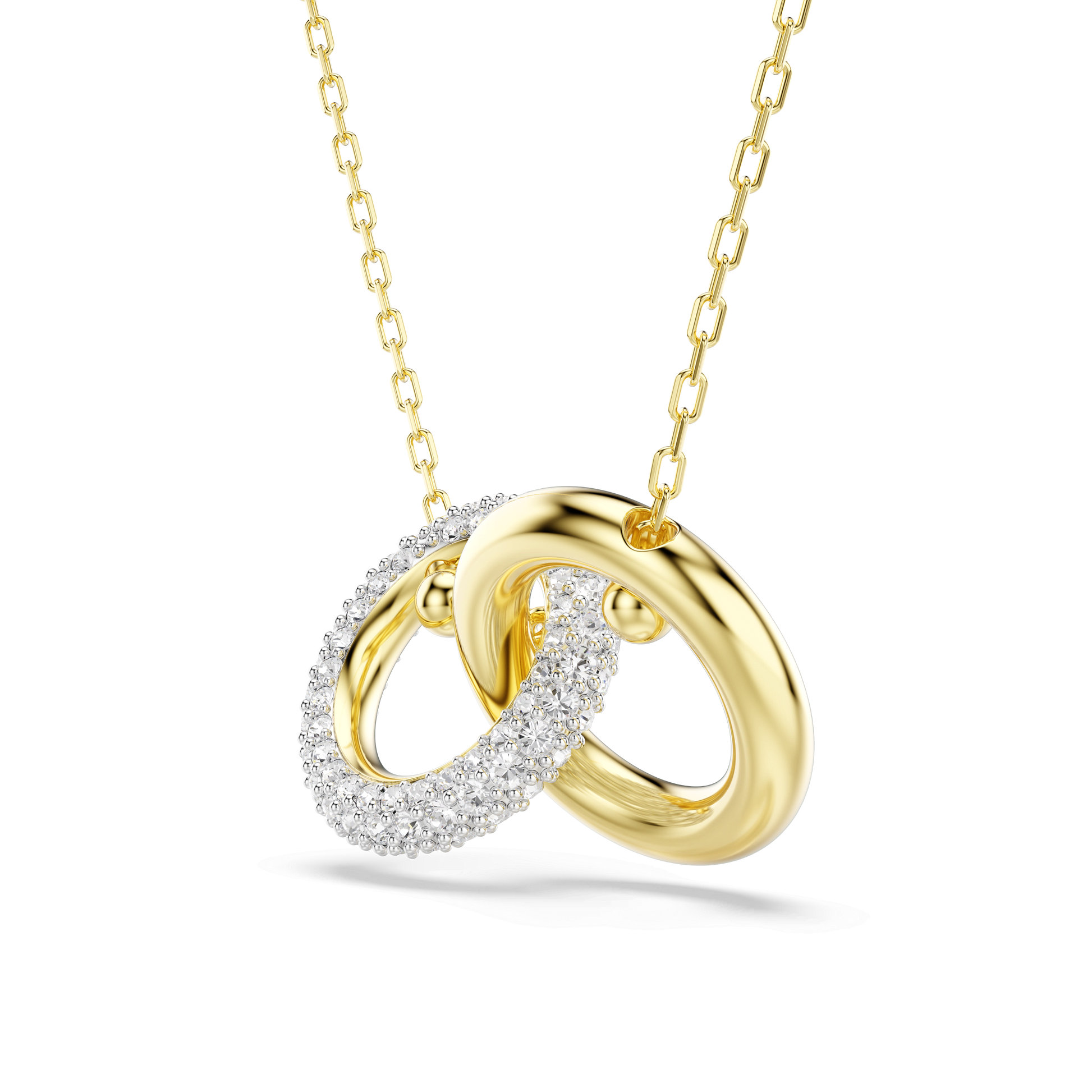 Dextera pendant, Interlocking loop, White, Gold-tone plated 5668820