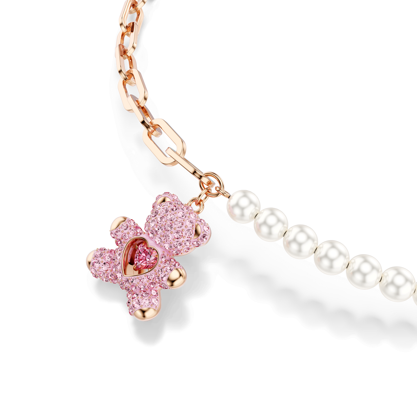 Teddy pendant, Crystal pearl, Bear, Pink, Rose gold-tone plated 5669166
