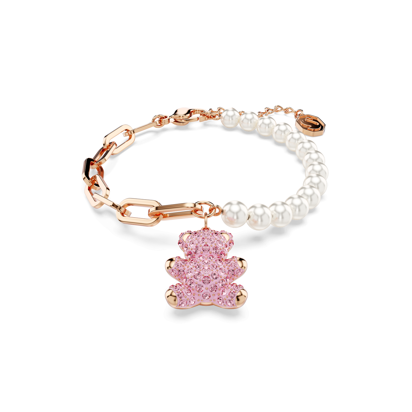 Teddy bracelet, Crystal pearl, Bear, Pink, Rose gold-tone plated 5669169