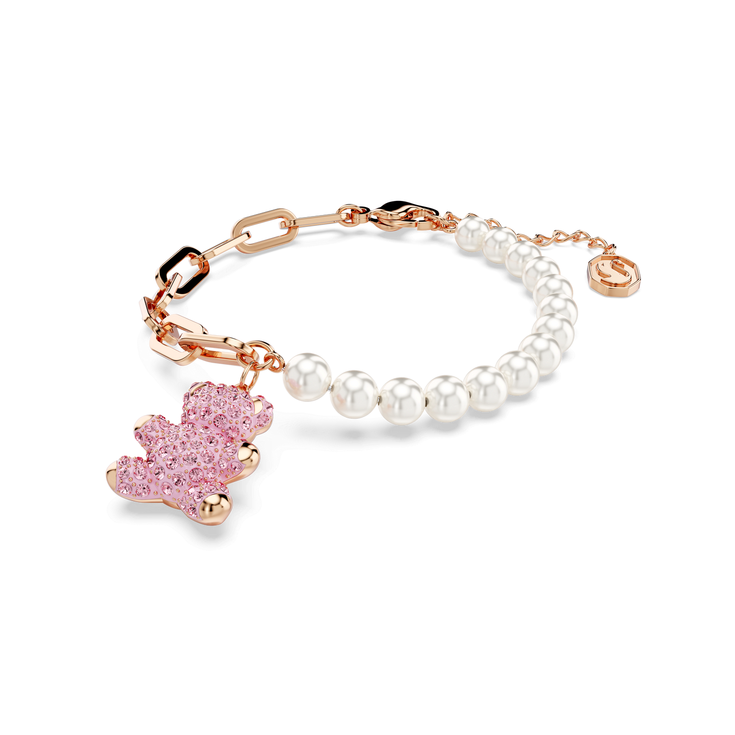 Teddy bracelet, Crystal pearl, Bear, Pink, Rose gold-tone plated 5669169
