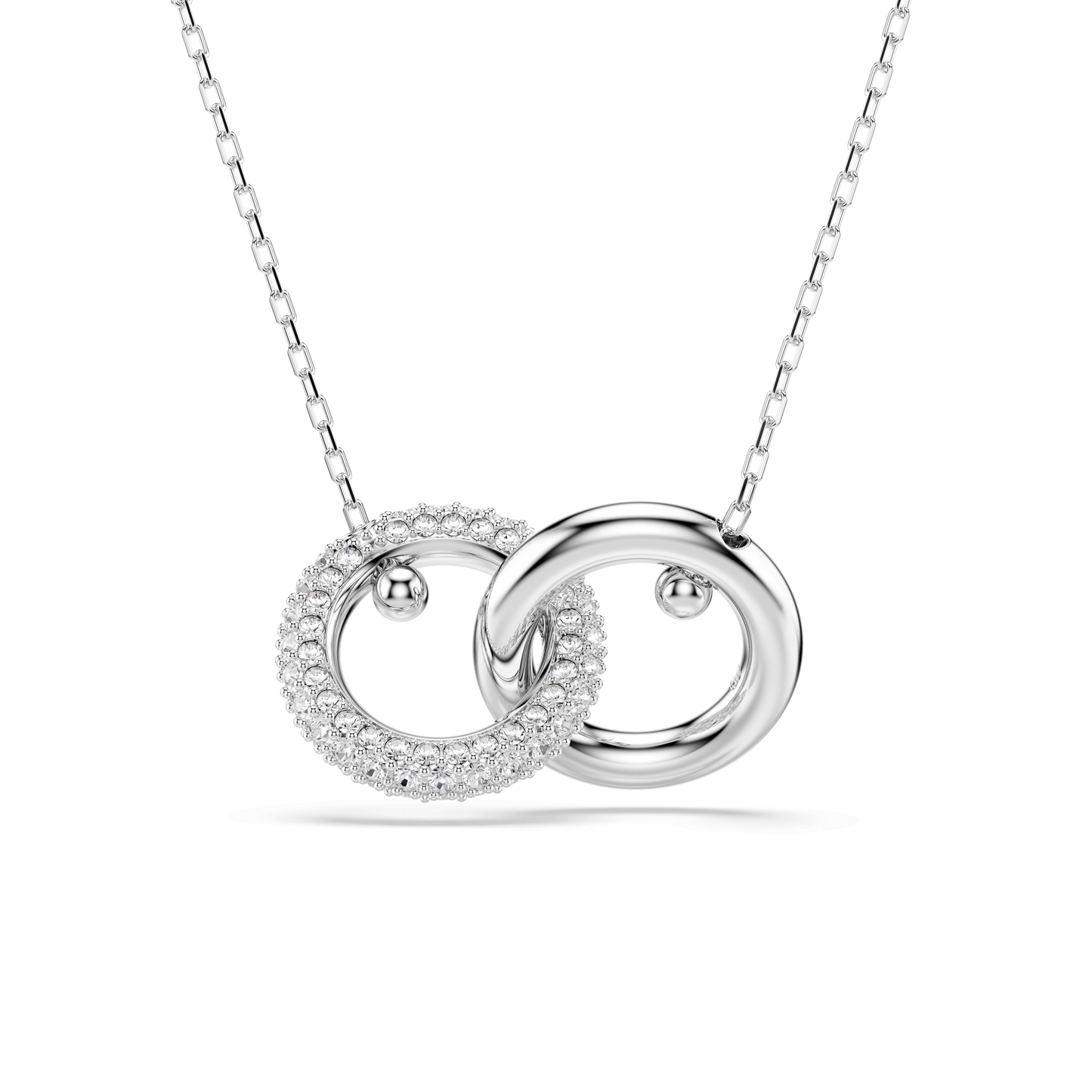 Dextera pendant, Interlocking loop, White, Rhodium plated 5670251