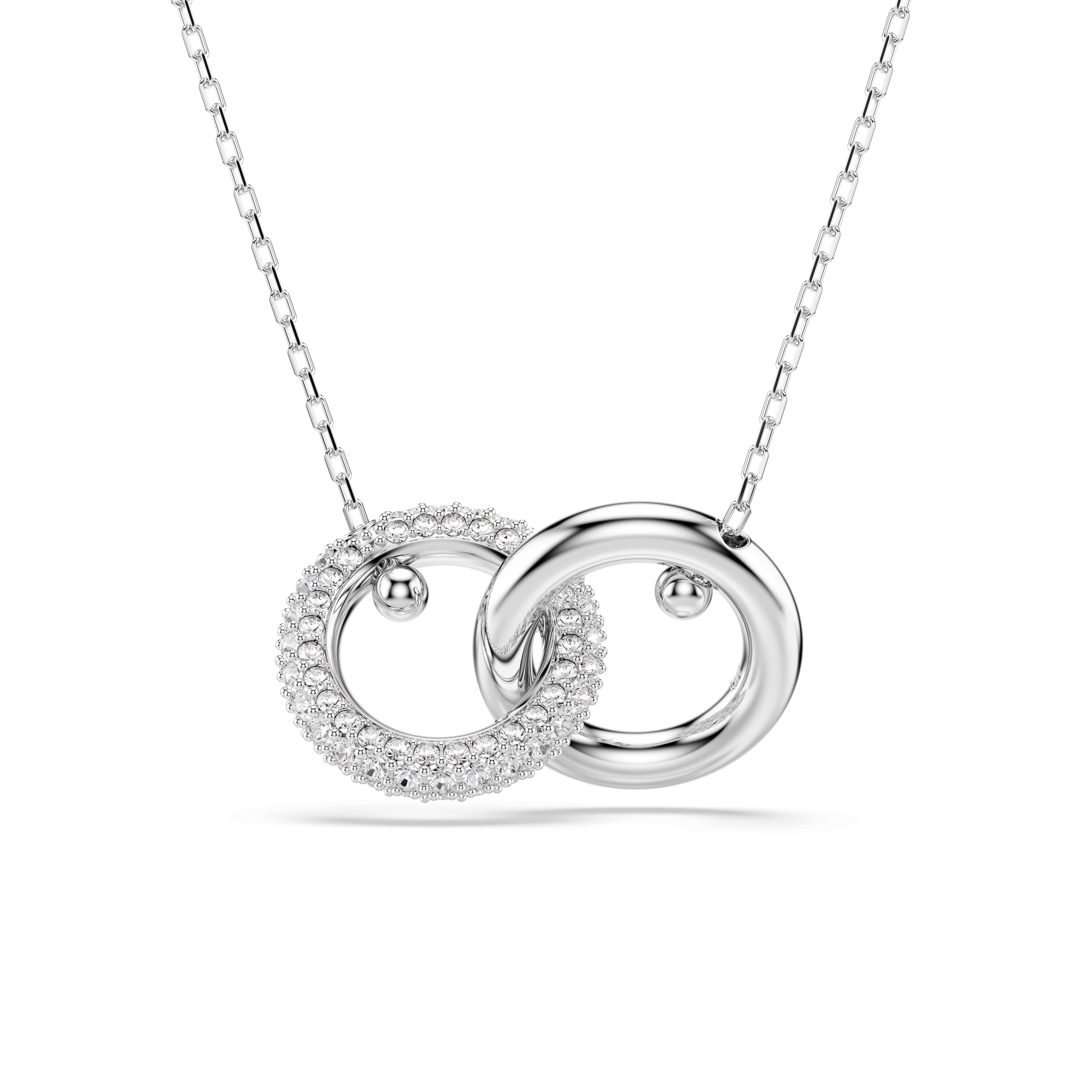 Dextera pendant, Interlocking loop, White, Rhodium plated 5670251