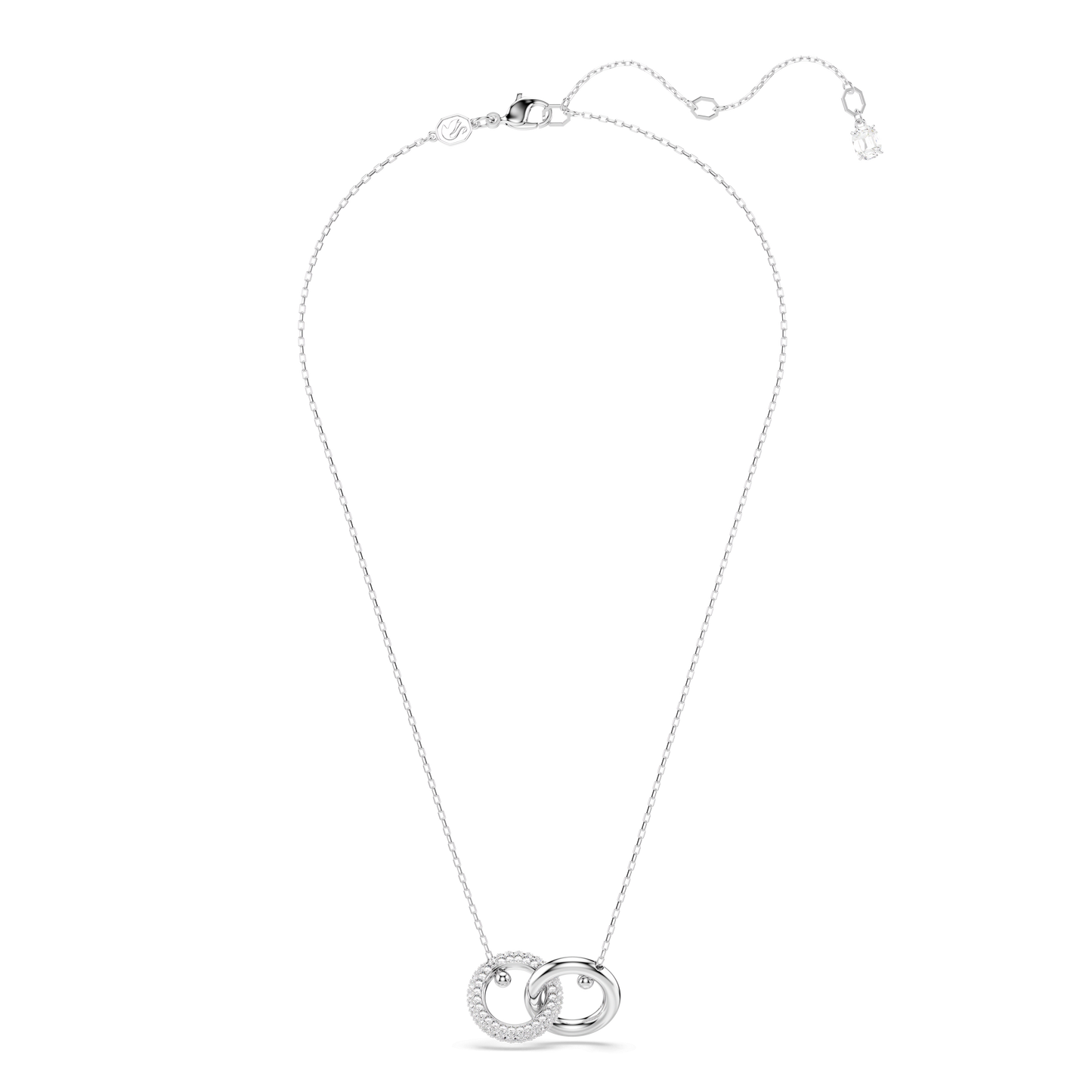 Dextera pendant, Interlocking loop, White, Rhodium plated 5670251