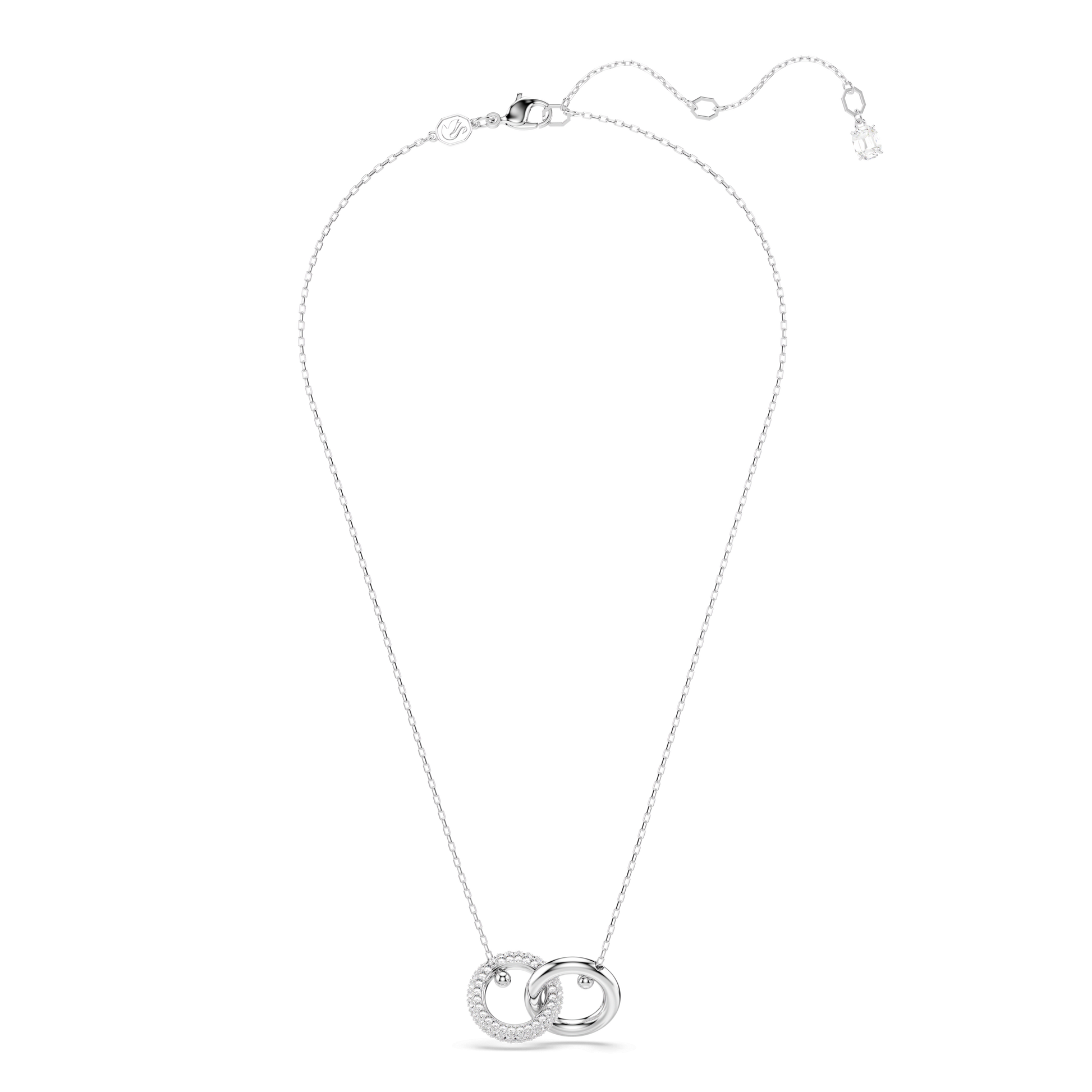 Dextera pendant, Interlocking loop, White, Rhodium plated 5670251