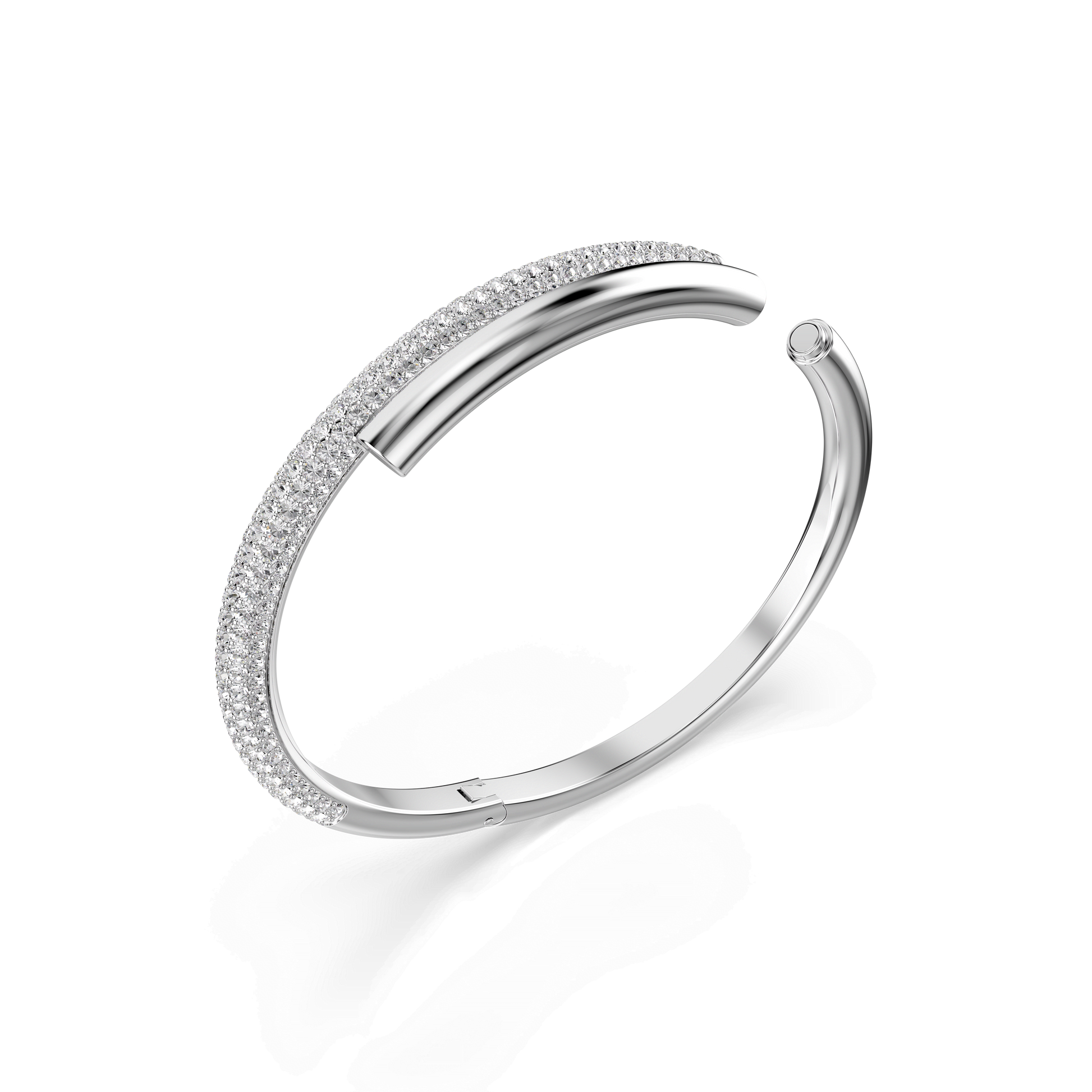 Dextera bangle, Magnetic closure, White, Rhodium plated 5670252