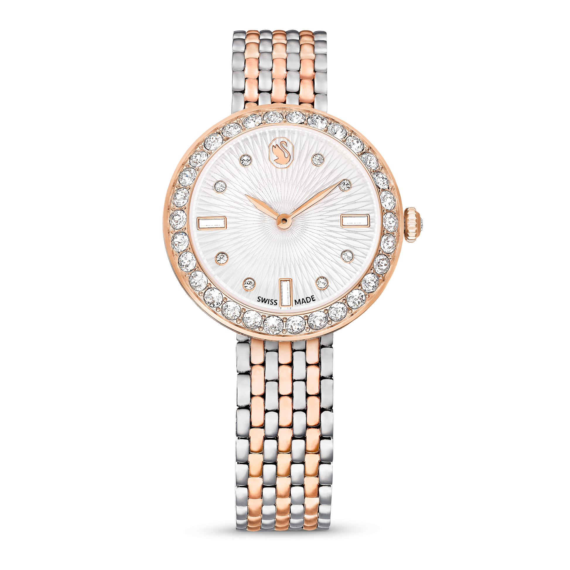 Matrix tennis 7-link watch, Swiss Made, Metal bracelet, Rose gold tone, Mixed metal finish 5672971