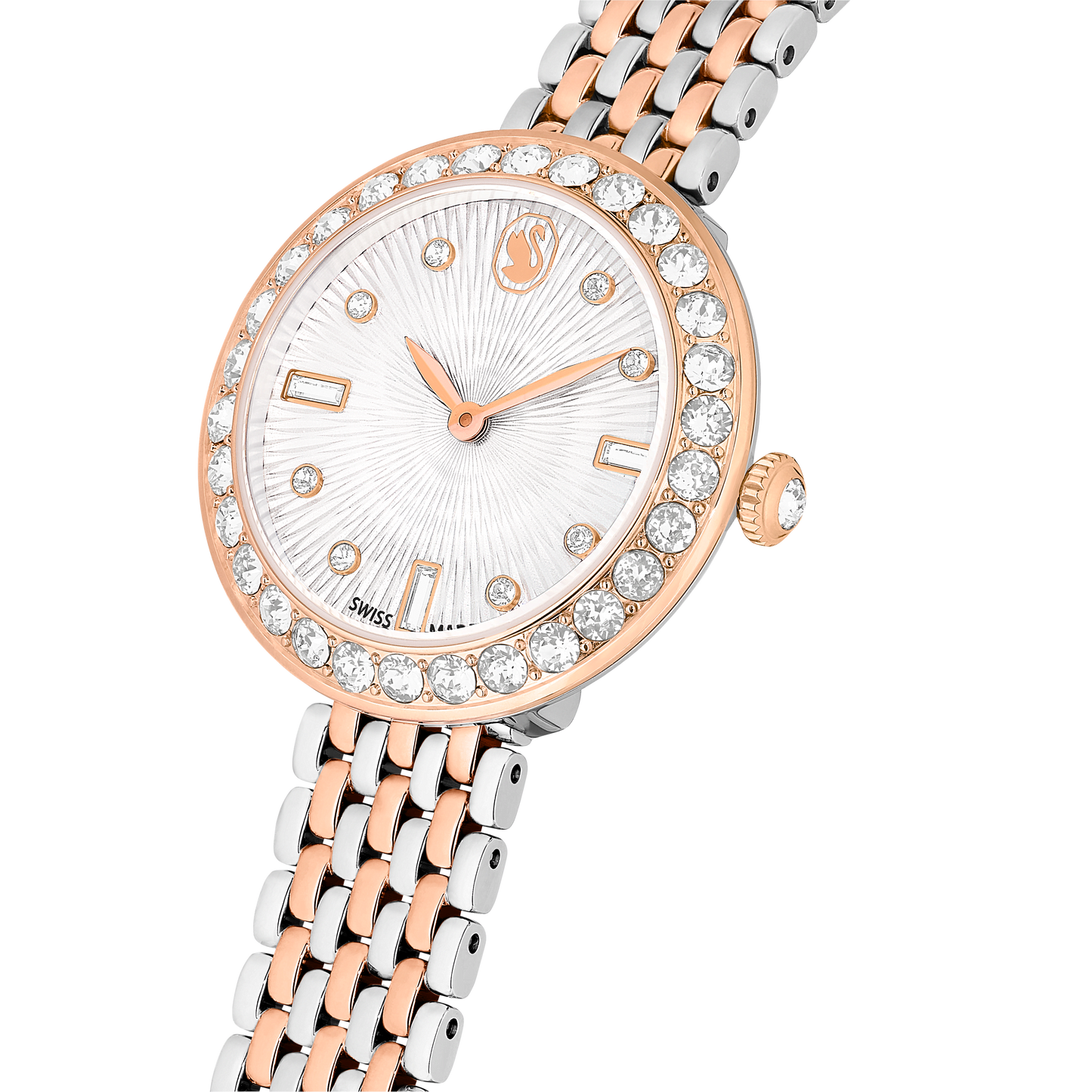 Matrix tennis 7-link watch, Swiss Made, Metal bracelet, Rose gold tone, Mixed metal finish 5672971