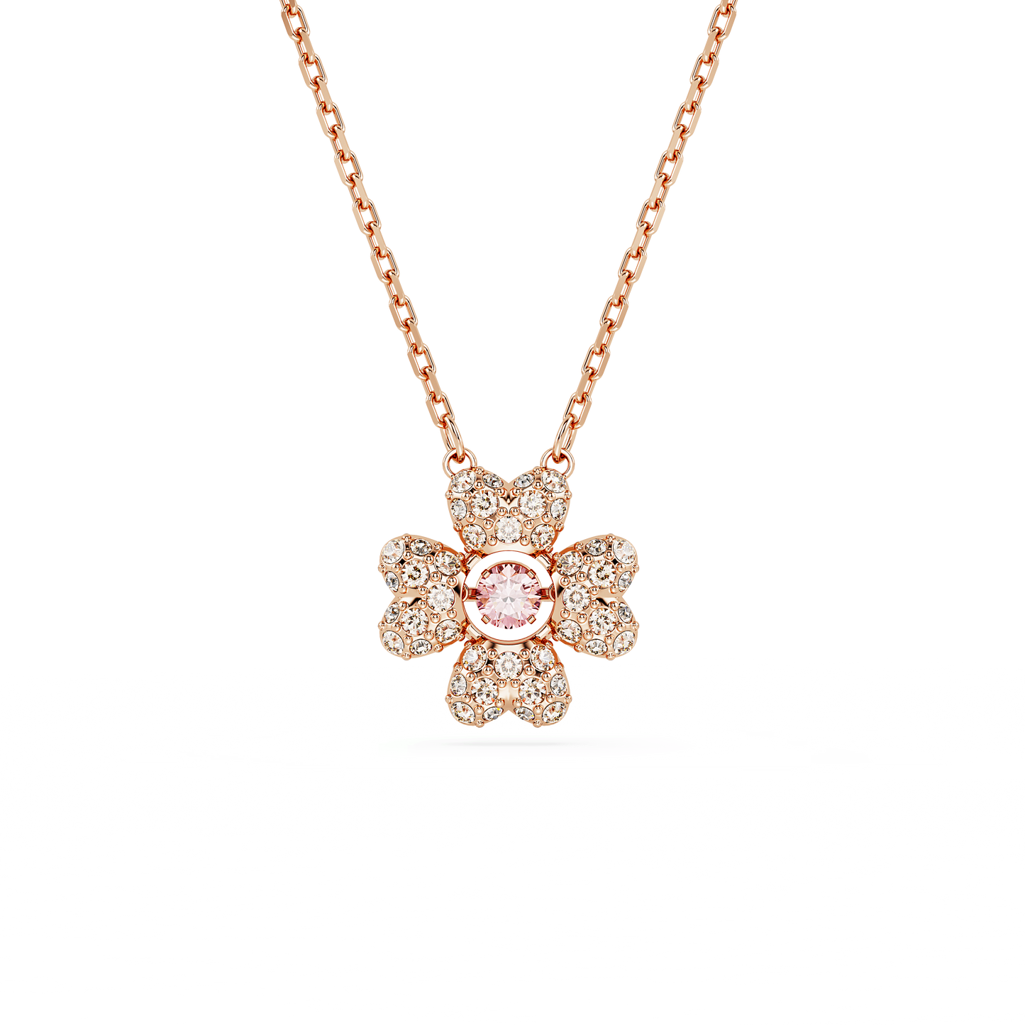 Idyllia pendant, Clover, White, Rose gold-tone plated 5674211
