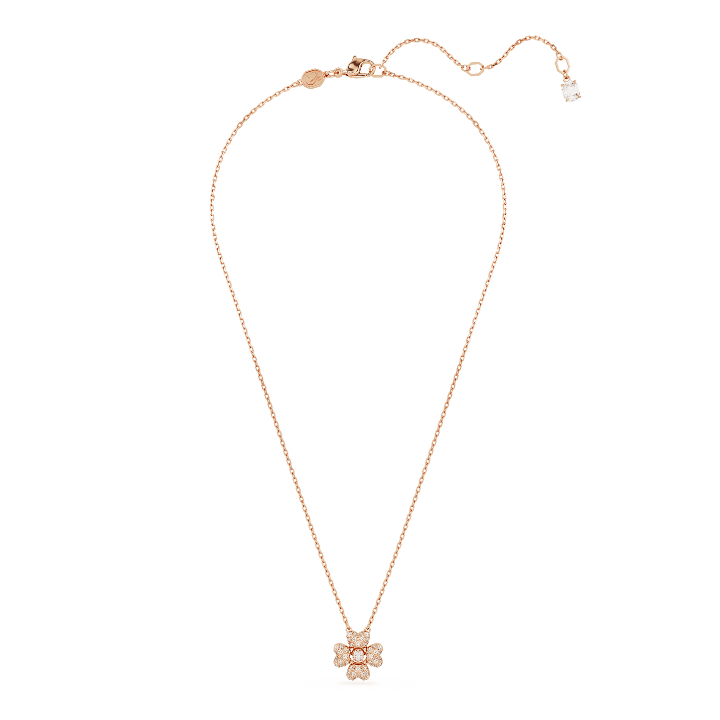 Idyllia pendant, Clover, White, Rose gold-tone plated 5674211