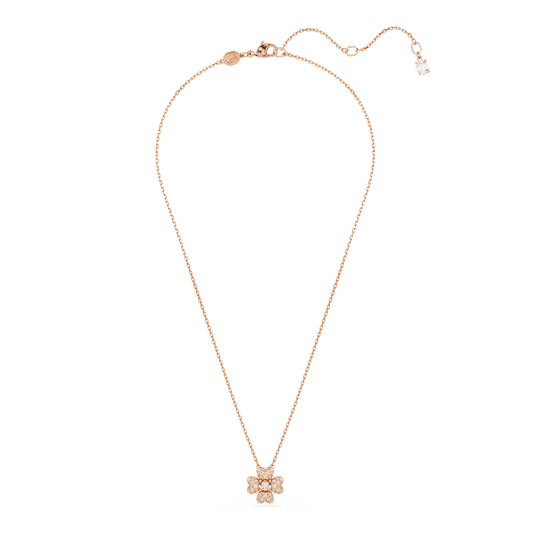 Idyllia pendant, Clover, White, Rose gold-tone plated 5674211