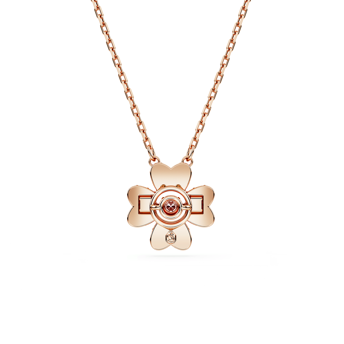 Idyllia pendant, Clover, White, Rose gold-tone plated 5674211