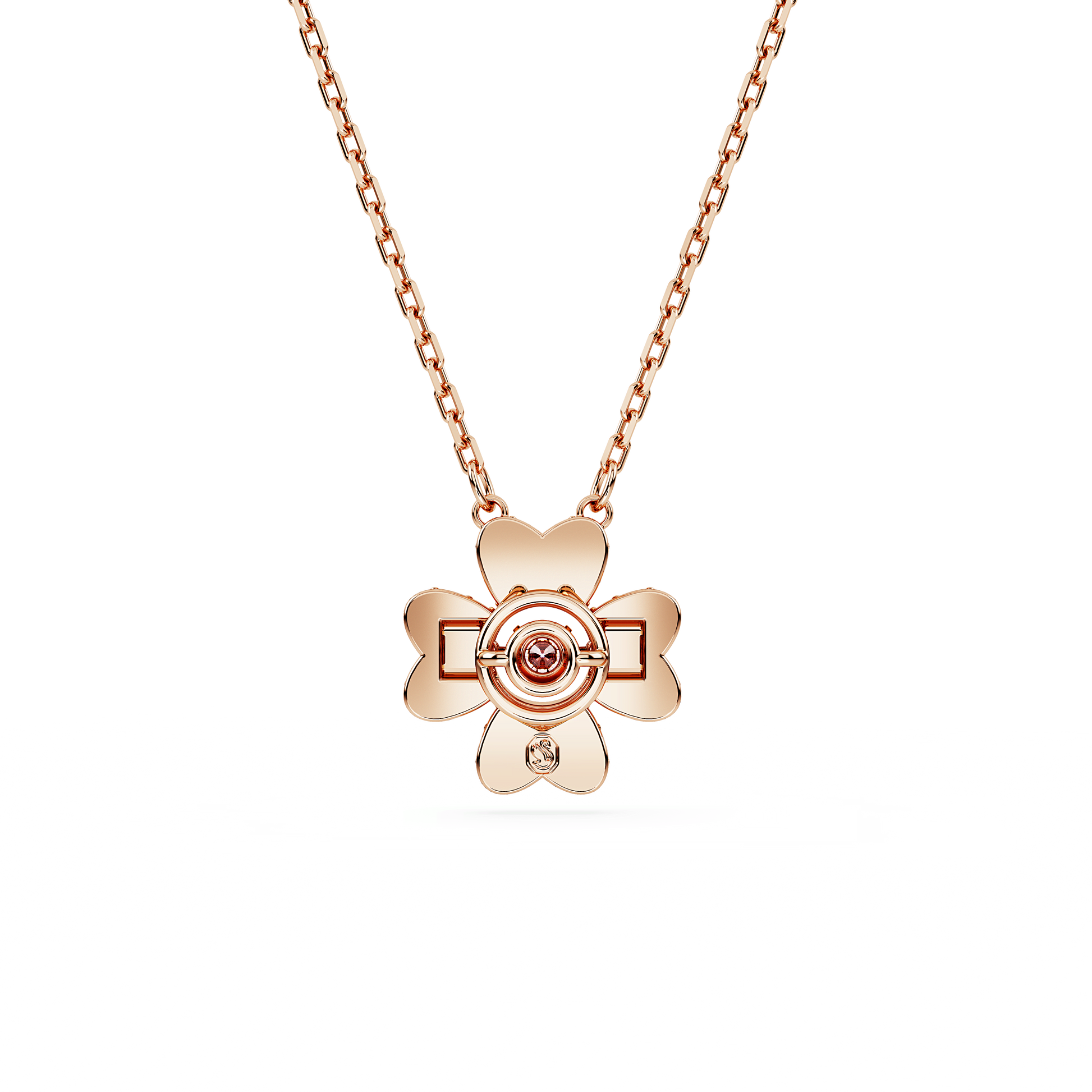 Idyllia pendant, Clover, White, Rose gold-tone plated 5674211